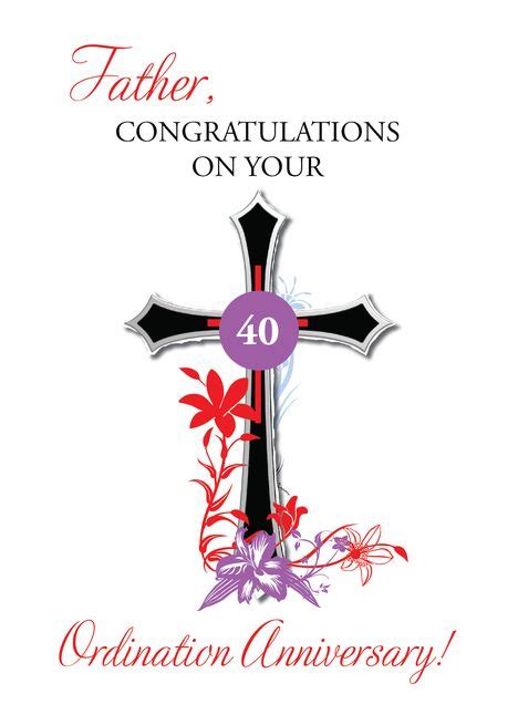 Priest 40th Ordination Anniversary Black Cross With Red Swirls Card Ad