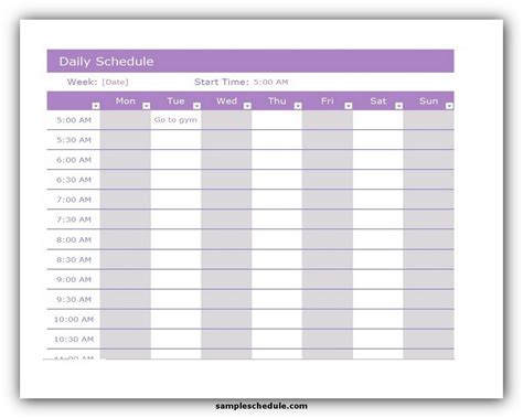 5 Daily Schedule Template Excel Sample Schedule