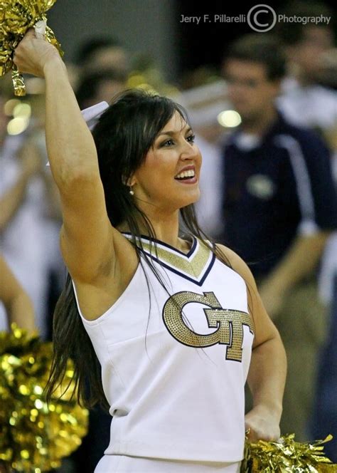 Georgia Tech Cheerleader Works The Baseline During A Timeout Photo