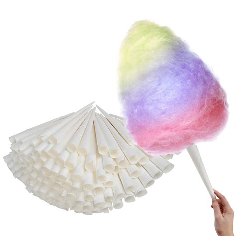 Buy Cotton Candy Cones 100 Pack White Cotton Candy Sticks Kraft