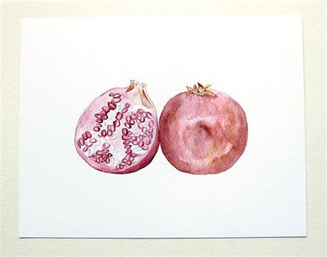 Print Of Pomegranate Watercolor Painting By Kathleen Maunder Of