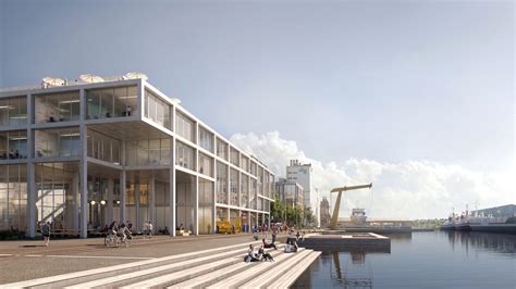 An Artists Rendering Of The Exterior Of A Building Next To A Body Of Water
