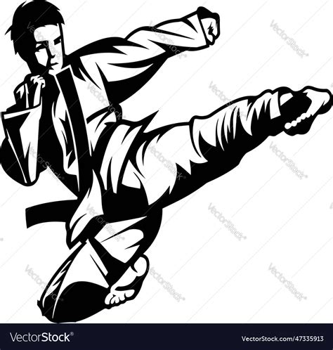 Martial Arts Flying Kick Karate Royalty Free Vector Image