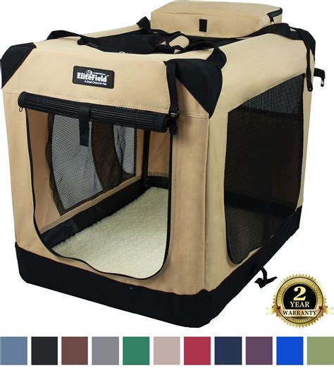 Elitefield 3 Door Folding Soft Sided Dog Crate Beige 20 In