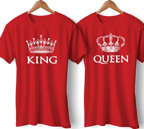 King Queen Printed Couple Red T Shirt