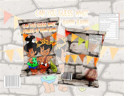 Pebbles And Bamm Bamm Gender Reveal Chip Bag Digital File Banners By Roz