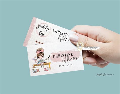 Crafter Business Card Template Editable Crafty Rosegold Etsy