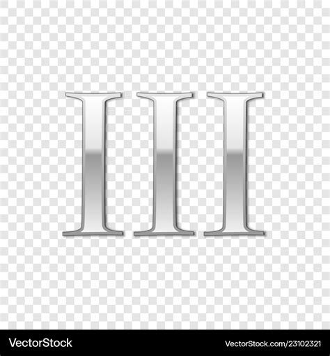 Silver Roman Numeral Number 3 Iii Three Royalty Free Vector