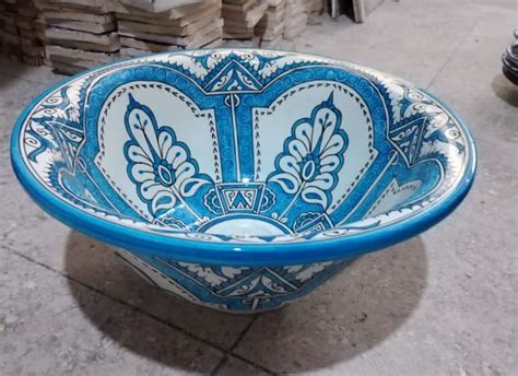 Moroccan Ali Hand Painted Bathroom Sink Vessel Basin Unique Sinks