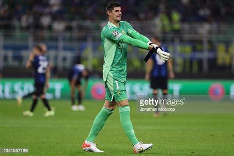 Thibaut Courtois Of Real Madrid Pulls On His Goalkeeping Gloves Prior