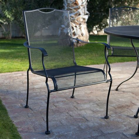 Woodard Stanton Wrought Iron Dining Chair Set Of 4 Textured Black