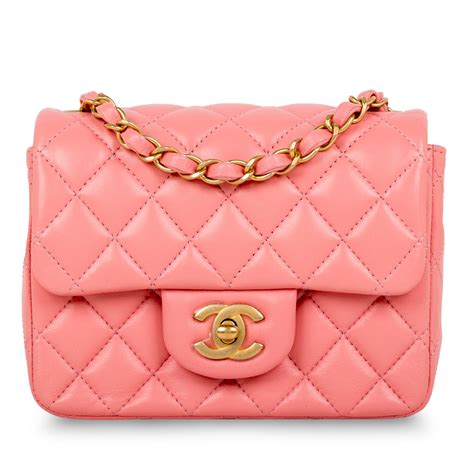Chanel Mini Square Classic Flap Bag Baby Pink Lambskin Matte Ghw
