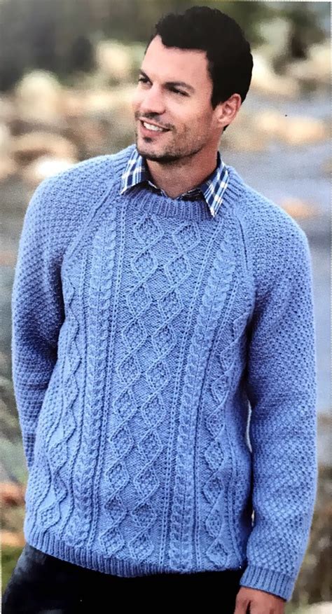 Man Sweaters Aran Cable Knit Pattern V Neck Or Round Neck Etsy Men