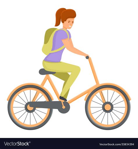 girl ride school bike icon cartoon style vector image