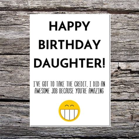 Daughter Birthday Card Funny Birthday Card Funny Happy Etsy