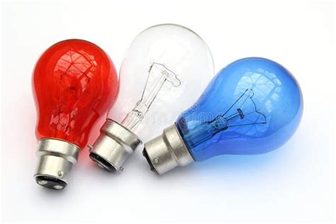 Red White And Blue Light Bulbs In White Background Patriotic Flag