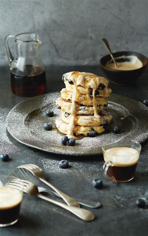 Buttermilk Blueberry Hotcakes With Coffee Mascarpone Recipe From