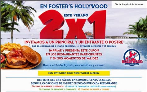 me gusta ahorrar: 2x1 en Foster's Hollywood