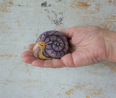 Painted Rock Painted Stone Snail Art Cute Purple Snail Etsy Canada