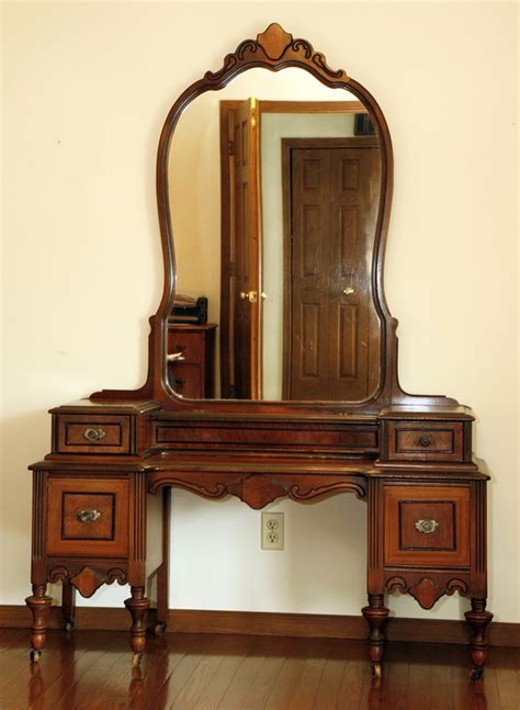 Antique Victorian Vanity Dressing Table Mirror Drawers Original Wood
