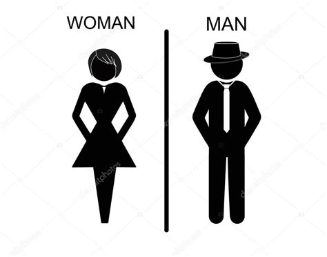 Vector Man And Woman Icons Toilet Sign Restroom Icon Minimal Style