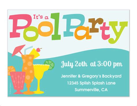 sample  pool party invitation templates  ai