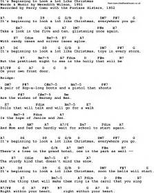 Song Lyrics With Guitar Chords For It S Beginning To Look A Lot Like Christmas Perry Como