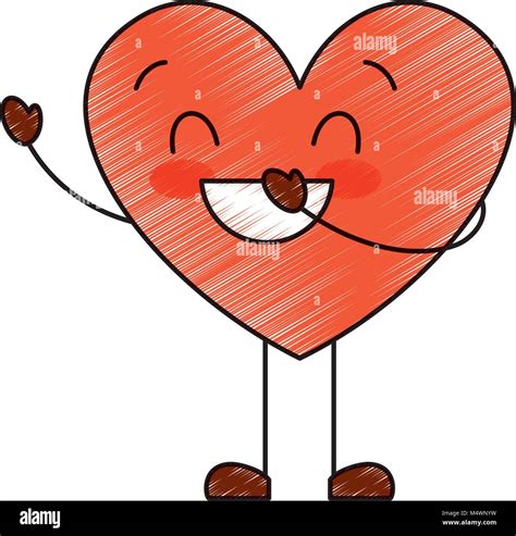 Cute Dibujos Animados Amor Del Corazón Sonriente Personaje Emoción