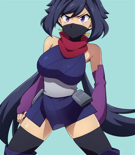 Safebooru 1girl Ayame Gundam Build Divers Bangs Bare Shoulders Black Hair Black Legwear Blue