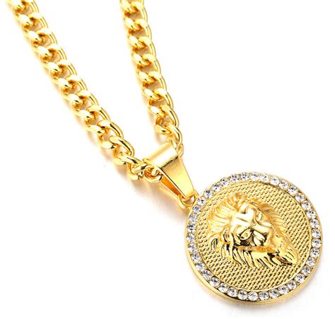 Halukakah Kings Landing Mens 18k Real Gold Plated Lion Medallion