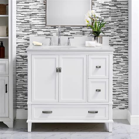 Dorel Living Otum 36 Inch Bathroom Vanity With Sink White Wood