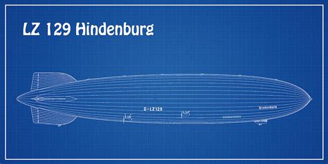 Lz 129 Hindenburg Airship Blueprint Drawing Plans For The Lz 129