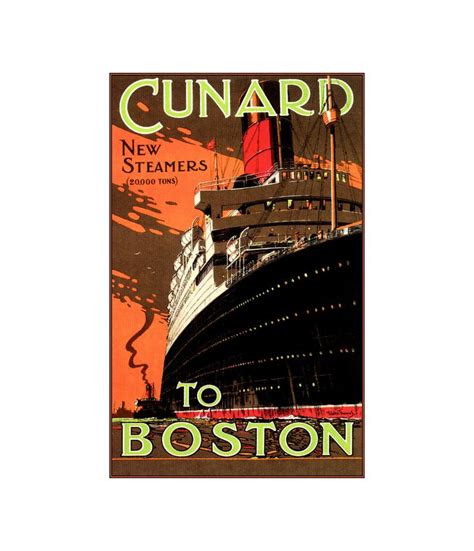 Cunard Line 1930 New Steamers To Boston Vintage Poster Print Retro