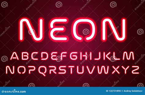 Neon Light Alphabet Font Letters Vector Red Ultraviolet Neon Glow