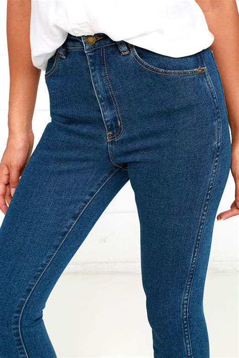 Rollas Eastcoast Medium Wash Jeans High Waisted Jeans Ankle Skinny Jeans 9300