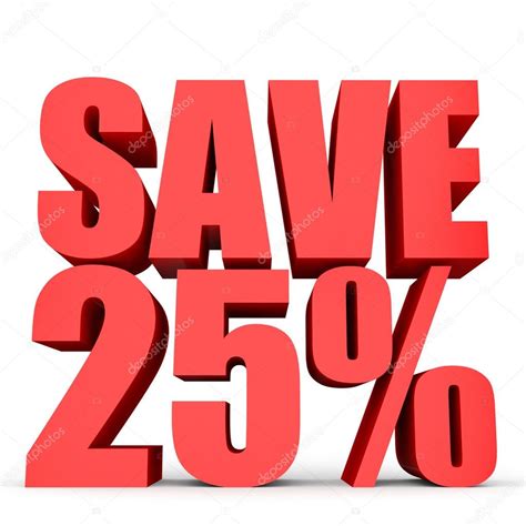 Discount 25 Percent Off 3d Illustration On White Background Stock