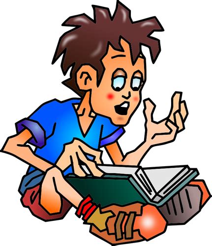 Vector Graphics Of Boy Reading A Book From His Lap Public Domain Vectors