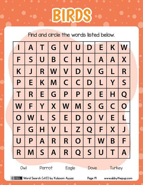 Birds Word Search Puzzle Free Printable Puzzle Games