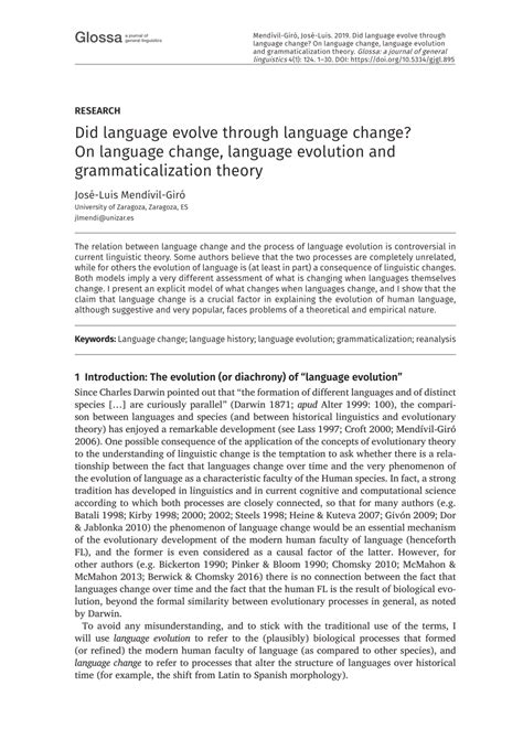 Pdf Did Language Evolve Through Language Change On Language Change