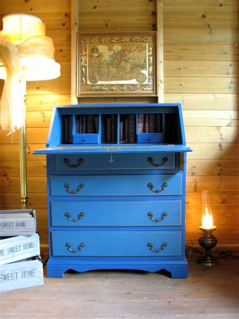 Vintage Bureau Writing Desk Chest Of Drawers Study Desk Painted Used