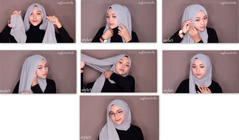 cara memakai hijab pashmina dengan 5 model cuma pakai satu jarum simpel dan kekinian