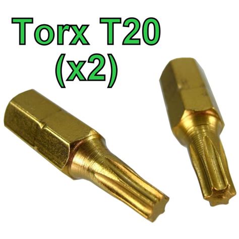 Torx T20 Screw Driver Bit 2 Pack Long Life Titanium Coated Star Trx