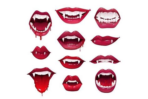 Vampire Mouths And Teeth Set Boceto De Labios Dibujos De Labios