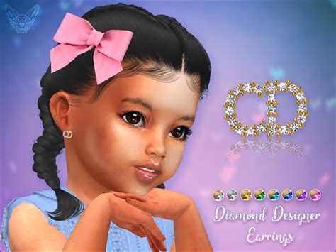 The Sims Resource Diamond Designer Stud Earrings For Toddlers