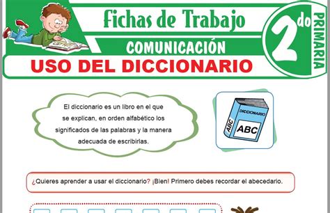 Ficha De El Diccionario Segundo De Primaria Diccionario 64e