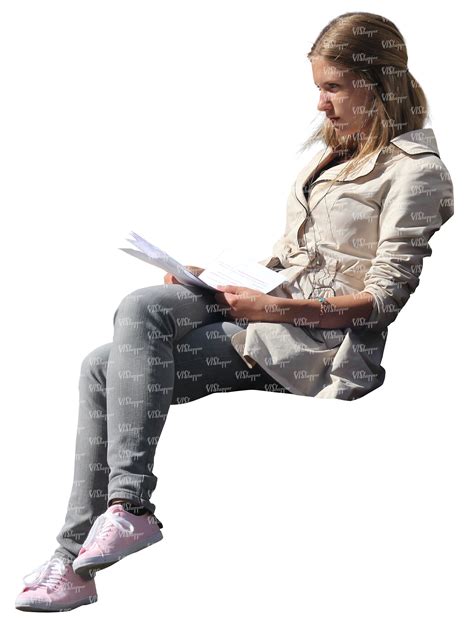 Cut Out Blond Woman Sitting And Reading Vishopper