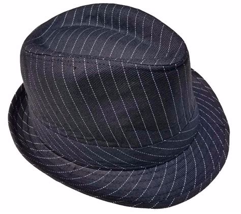 Pinstriped Fedora Gangster Mobster Hat Costume Mafia Sinatra Trilby
