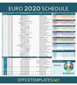 The 2020 uefa european football championship, commonly referred to as uefa euro 2020 or simply euro 2020, is scheduled to be the 16th uefa european championship. Euro 2020/2021 Schedule and Scoresheet » OFFICETEMPLATES.NET