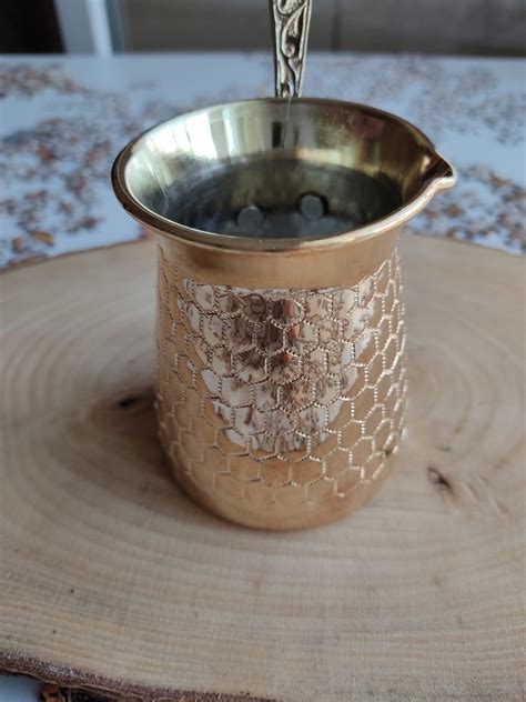 Handmade Gold Copper Coffee Pot Turkish Armenia Arab Greek Etsy