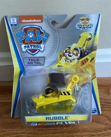 Nickelodeon Paw Patrol Mighty Pups Charged Up True Metal Car Toy Rubble